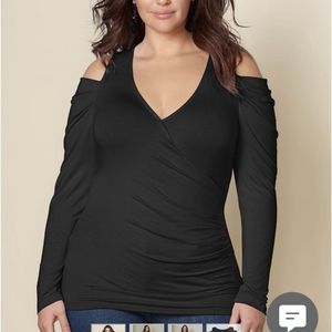 New draped cold shoulder surplus top